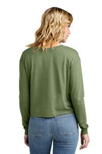 District Women's Perfect Tri Midi Long Sleeve Tee DT141 - Military Green Frost Back