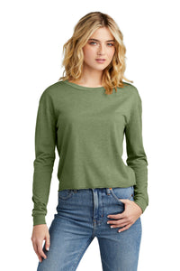 District Women's Perfect Tri Midi Long Sleeve Tee DT141 - Military Green Frost