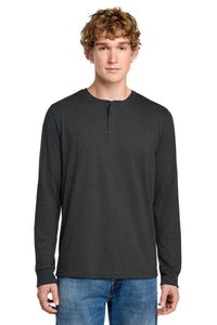 District Perfect Tri Long Sleeve Henley DT145 - Black Frost