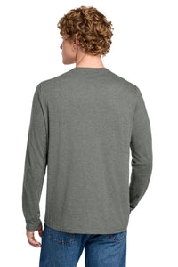 District Perfect Tri Long Sleeve Henley DT145 - Heathered Charcoal Back