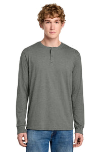 District Perfect Tri Long Sleeve Henley DT145 - Heathered Charcoal