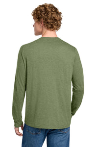 District Perfect Tri Long Sleeve Henley DT145 - Military Green Frost Back