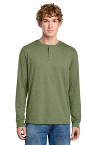 District Perfect Tri Long Sleeve Henley DT145 - Military Green Frost