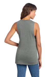 District Women's Perfect Tri Muscle Tank DT153 - Heathered Charcoal Back