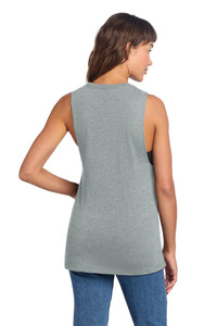 District Women's Perfect Tri Muscle Tank DT153 - Heathered Grey Back