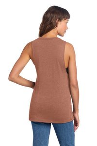 District Women's Perfect Tri Muscle Tank DT153 - Heathered Russet Back