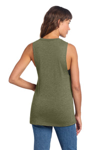 District Women's Perfect Tri Muscle Tank DT153 - Military Green Frost Back
