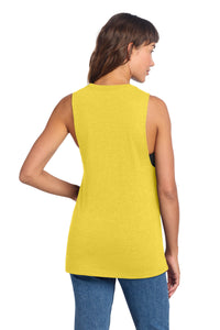 District Women's Perfect Tri Muscle Tank DT153 - Ochre Yellow Heather Back