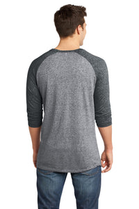 DISCONTINUED District - Young Mens Microburn 3/4-Sleeve Raglan Tee - Black/ Heathered Nickel Back