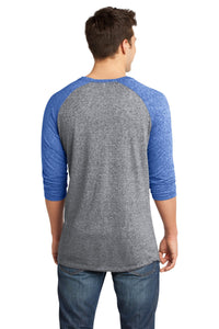 DISCONTINUED District - Young Mens Microburn 3/4-Sleeve Raglan Tee - Deep Royal/ Heathered Nickel Back