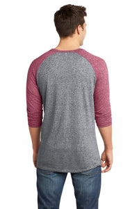 DISCONTINUED District - Young Mens Microburn 3/4-Sleeve Raglan Tee - Sangria/ Heathered Nickel Back