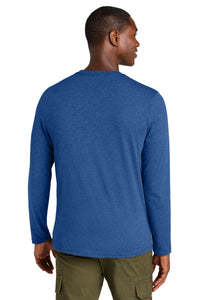 District Perfect Weight CVC Long Sleeve Tee DT185 - Heathered Deep Royal Back