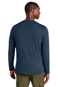 District Perfect Weight CVC Long Sleeve Tee DT185 - Heathered Navy Back