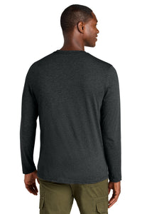 District Perfect Weight CVC Long Sleeve Tee DT185 - Jet Black Heather Back