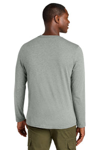 District Perfect Weight CVC Long Sleeve Tee DT185 - Light Heather Grey Back