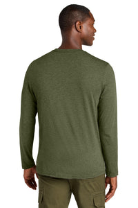 District Perfect Weight CVC Long Sleeve Tee DT185 - Military Green Heather Back