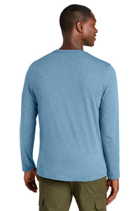 District Perfect Weight CVC Long Sleeve Tee DT185 - Tundra Blue Heather Back