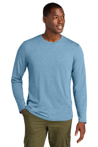 District Perfect Weight CVC Long Sleeve Tee DT185 - Tundra Blue Heather