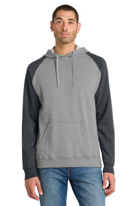 District Young Mens Lightweight Fleece Raglan Hoodie - Heathered Grey/ Heathered Charcoal