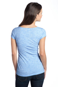 DISCONTINUED District - Juniors Extreme Heather V-Neck Tee DT2001 - Blue Back