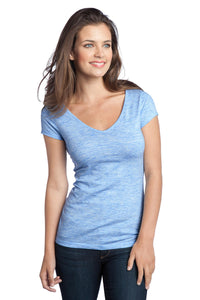 DISCONTINUED District - Juniors Extreme Heather V-Neck Tee DT2001 - Blue