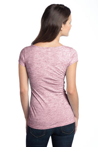 DISCONTINUED District - Juniors Extreme Heather V-Neck Tee DT2001 - Deep Berry Back