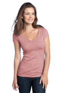 DISCONTINUED District - Juniors Extreme Heather V-Neck Tee DT2001 - Deep Berry