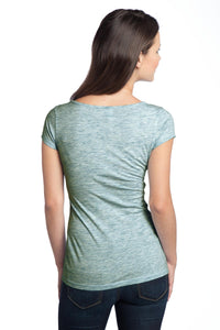 DISCONTINUED District - Juniors Extreme Heather V-Neck Tee DT2001 - Green Back