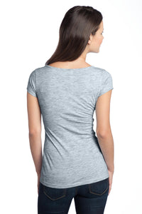 DISCONTINUED District - Juniors Extreme Heather V-Neck Tee DT2001 - Grey Back