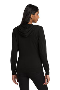 District Women's Fitted Jersey Full-Zip Hoodie - Black Back