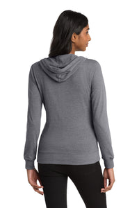 District Women's Fitted Jersey Full-Zip Hoodie - Dark Heather Grey Back