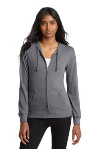 District Women's Fitted Jersey Full-Zip Hoodie - Dark Heather Grey