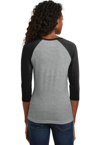 DISCONTINUED District - Juniors 50/50 3/4-Sleeve Raglan Tee - Black/ Heathered Nickel Back