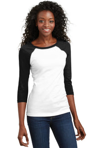 DISCONTINUED District - Juniors 50/50 3/4-Sleeve Raglan Tee - Black/ White