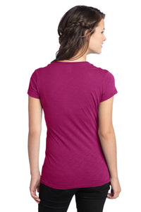 DISCONTINUED District Juniors Slub V-Neck Tee - Bright Berry Back