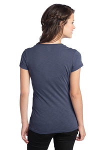 DISCONTINUED District Juniors Slub V-Neck Tee - Deep Sea Blue Back