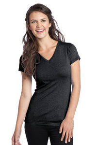 DISCONTINUED District Juniors Tri-Blend V-Neck Tee - Charcoal Heather