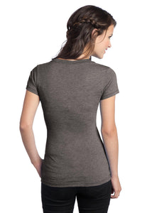 DISCONTINUED District Juniors Tri-Blend V-Neck Tee - Chocolate Heather Back