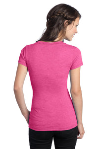 DISCONTINUED District Juniors Tri-Blend V-Neck Tee - Dark Fuchsia Heather Back