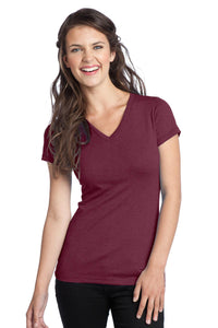 DISCONTINUED District Juniors Tri-Blend V-Neck Tee - Maroon Heather