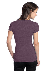 DISCONTINUED District Juniors Tri-Blend V-Neck Tee - Eggplant Heather Back