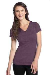 DISCONTINUED District Juniors Tri-Blend V-Neck Tee - Eggplant Heather