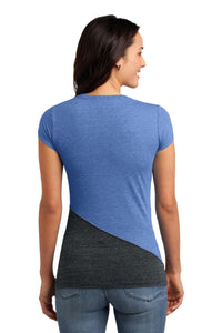DISCONTINUED District Juniors Tri-Blend Pieced Crewneck Tee - Maritime Heather/ Charcoal Heather Back