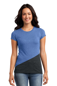 DISCONTINUED District Juniors Tri-Blend Pieced Crewneck Tee - Maritime Heather/ Charcoal Heather