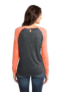 DISCONTINUED District - Juniors Microburn Long Sleeve Raglan Tee - Bright Orange/ Black Back