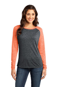 DISCONTINUED District - Juniors Microburn Long Sleeve Raglan Tee - Bright Orange/ Black