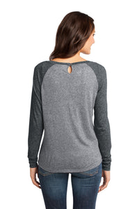 DISCONTINUED District - Juniors Microburn Long Sleeve Raglan Tee - Black/ Heathered Nickel Back