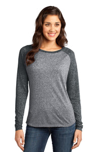 DISCONTINUED District - Juniors Microburn Long Sleeve Raglan Tee - Black/ Heathered Nickel