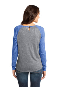 DISCONTINUED District - Juniors Microburn Long Sleeve Raglan Tee - Deep Royal/ Heathered Nickel Back