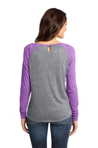DISCONTINUED District - Juniors Microburn Long Sleeve Raglan Tee - Purple Orchid/ Heathered Nickel Back